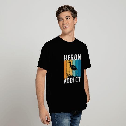 Retro Birding Heron Addict Bird T-Shirts