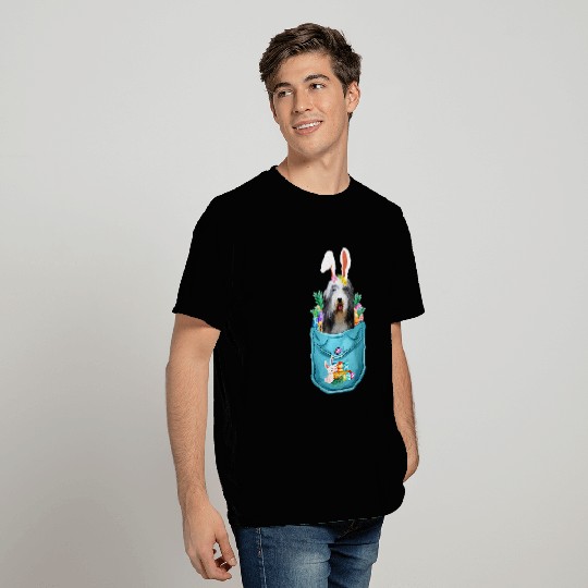 Bunny Bearded Collie In Pocket Easter Day Eggs Bunny Dog T-Shirts