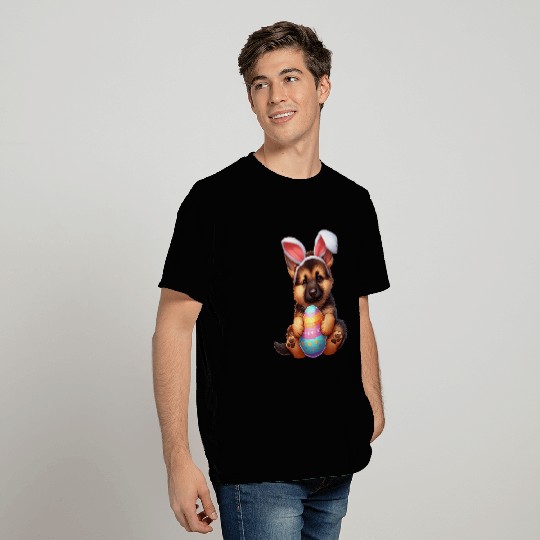 German Shepherd Pet Puppy Easter Bunny Colorful Easter Egg T-Shirts