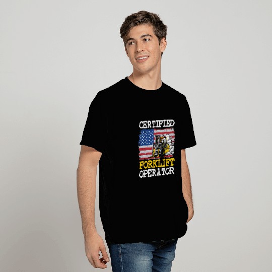 Forklift Fun American Flag Forklift Certified Forklift Operator 2 T-Shirts