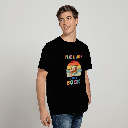 Take a look its in a book retro rainbow reading librarian T-Shirts