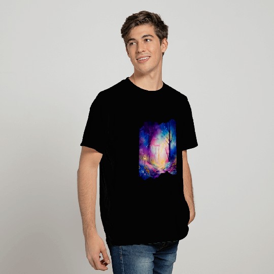 Boho Chic Enchanted Forest Rainbow Watercolor Sky T-Shirts