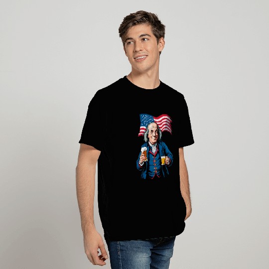 Beer Fun Boozing Benjamin Franklin With Beer Mug T-Shirts