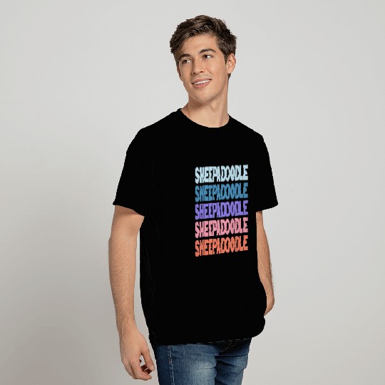 Funny Modern Repeated Text Design Sheepadoodle T-Shirts