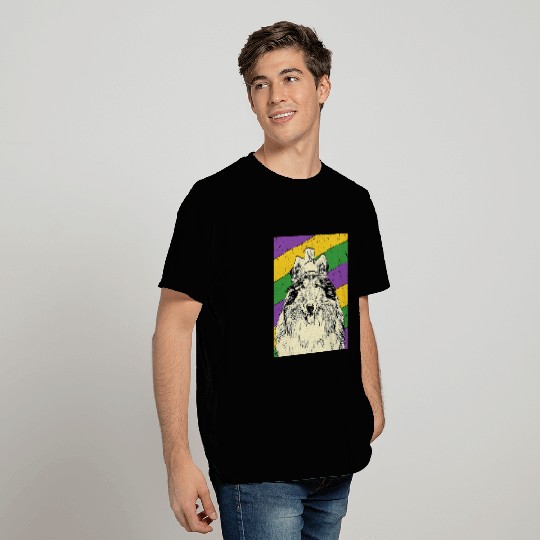 Rough Collie Jester Funny Mardi Gras Dog Mom or Dad T-Shirts