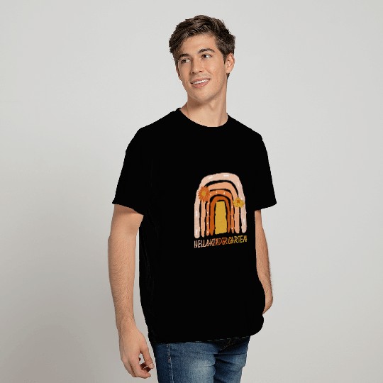 Hello Kindergarten Leopard Rainbow Back To School Teacher T-Shirts