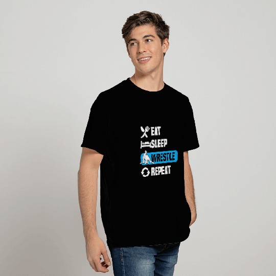 Funny Eat Sleep Wrestle Fighting Quote Heavyweight Design T-Shirts