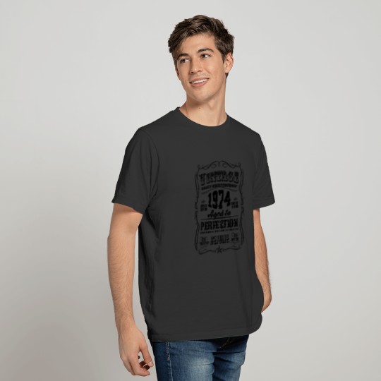 Vintage 1974 Aged to Perfection Black Print T-shirt