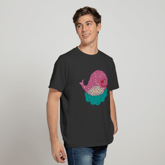 Cartoon pink fish T-shirt