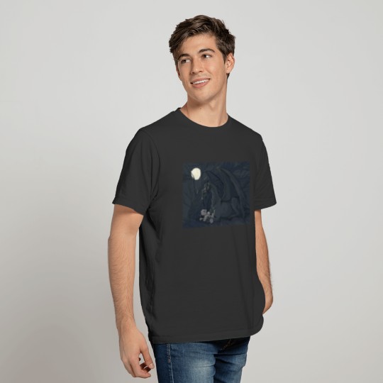 Dragon with teddy in moon light T-shirt