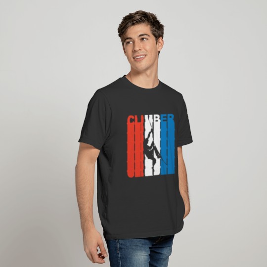 Red White And Blue Climber Rock Climbing T-shirt