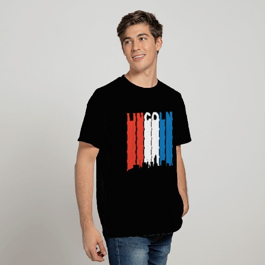 Red White And Blue Lincoln Nebraska Skyline T Shirts