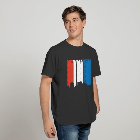 Red White And Blue New Haven Connecticut Skyline T-shirt