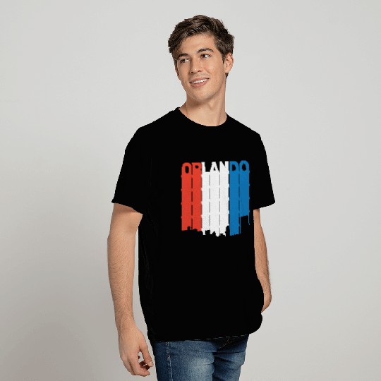 Red White And Blue Orlando Florida Skyline T Shirts