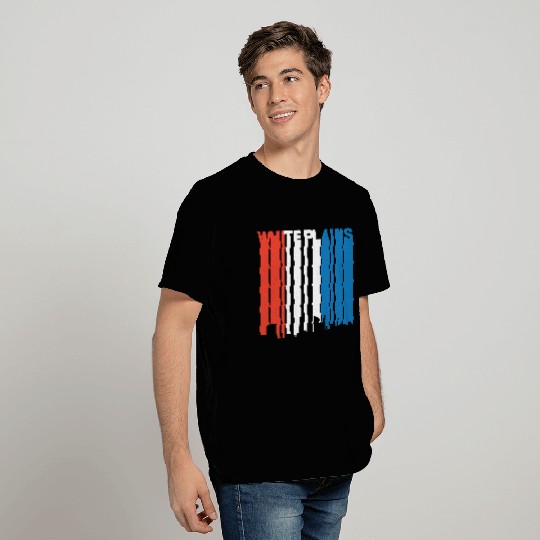 Red White And Blue White Plains New York Skyline T Shirts