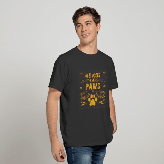 colored cats designs My kids has paws T-shirt