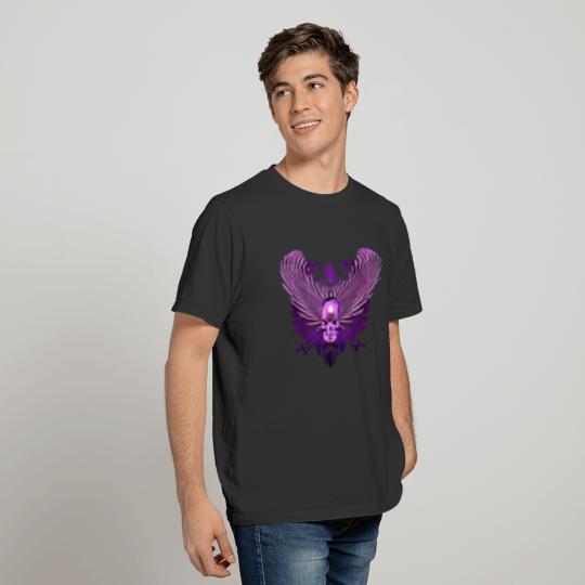 purple winged chrome skull T-shirt