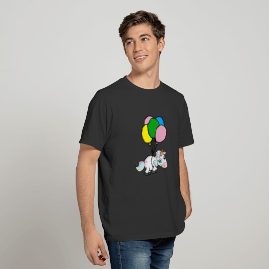 Live Your Dreams, Cute Unicorn Rainbow Balloon fly T-shirt