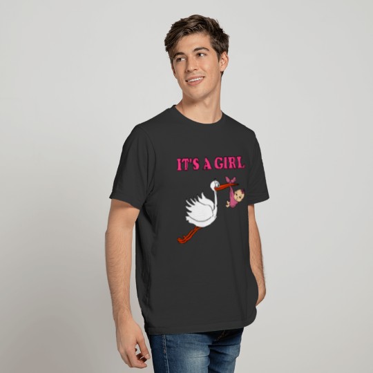 It's A Girl Baby Stork Pregnancy Pregnant Birth T-shirt