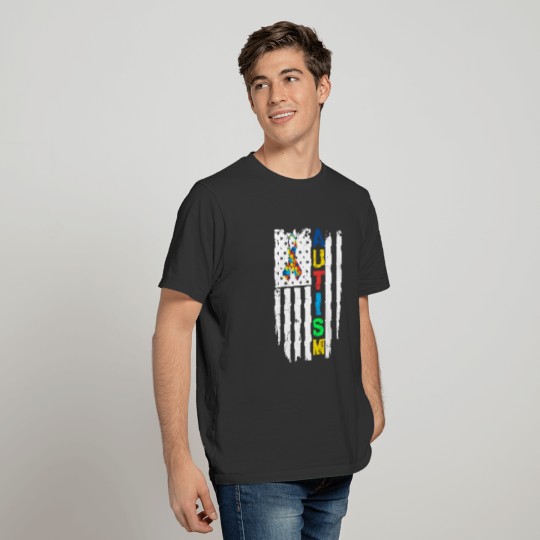 Autism Awareness T Shirt American Flag Distressed T-shirt