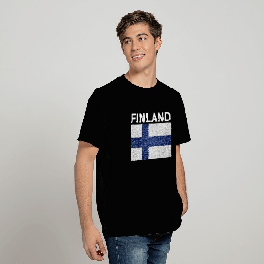 finland flag stained glass effect design T Shirts
