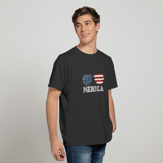 Merica Sunglasses American Flag T Shirt Patriotic T-shirt