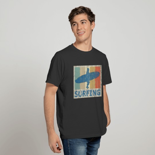 Vintage Retro Style Surfing Surfer Surfboard Beach T-shirt