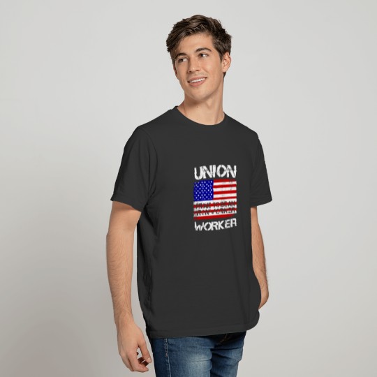 Union Strong Ironworker Proud Labor American Flag T-shirt