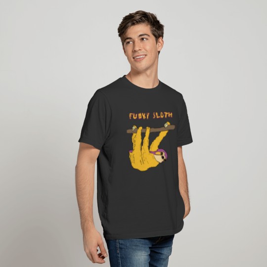 Funky Sloth Chilling Graphic Yellow T Shirts