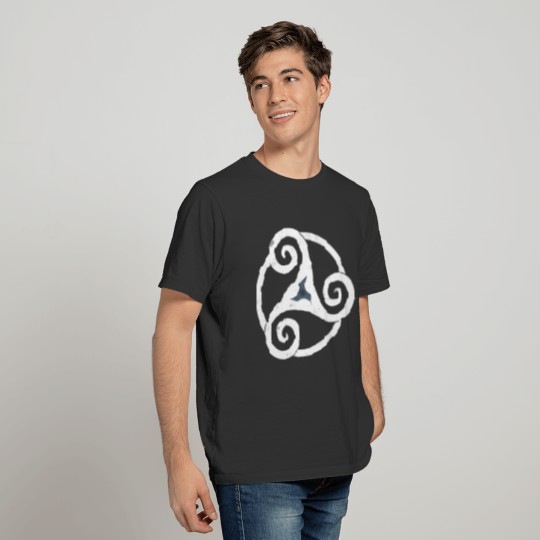 Triskele white stamped Celtic spiral T-shirt