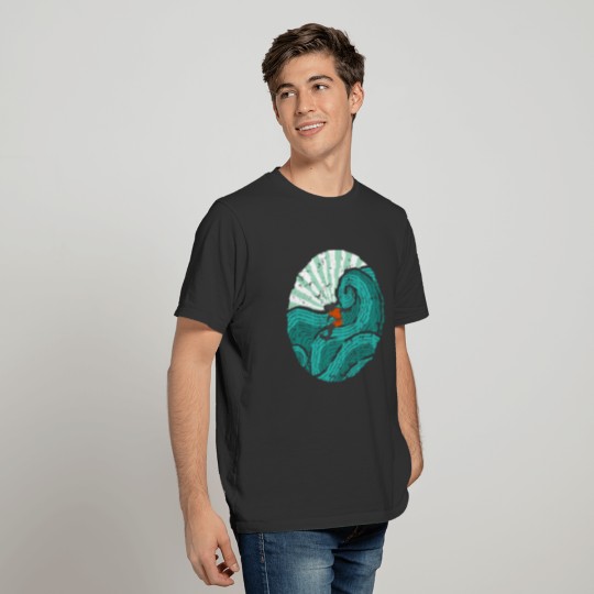 Female Surfer in Waves (turquoise) T-shirt