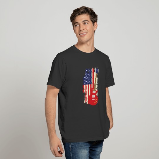 Electric guitar american flag shirt 4th of july T-shirt