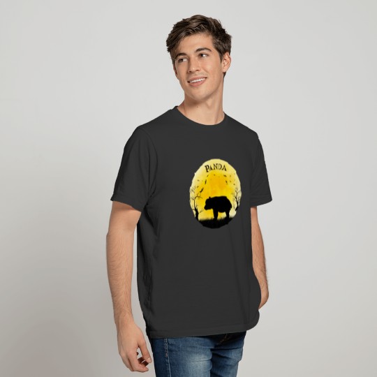 Panda Bear Halloween Vintage Retro Moon T-shirt