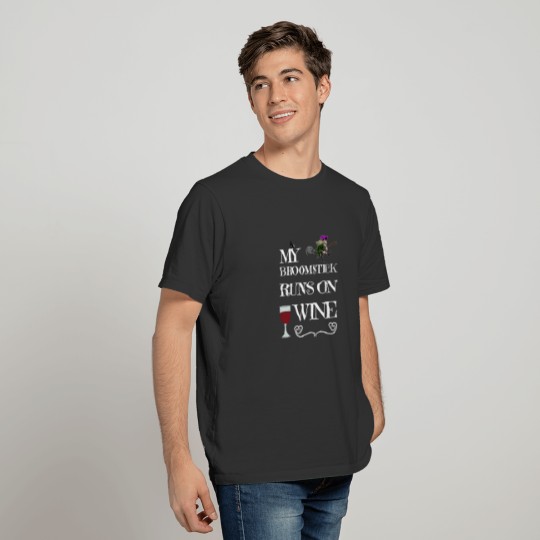 Halloween Costume Wine Lover Witch Witches Broom T-shirt