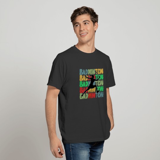 Badminton Colored lettering with player T-shirt