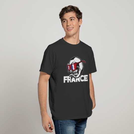 Angry France Soccer Ball with Sunglasses French Flag Accessoires T-shirt
