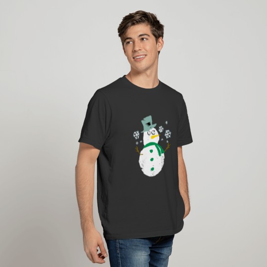 Snowman green Scarf birthday christmas present T Shirts