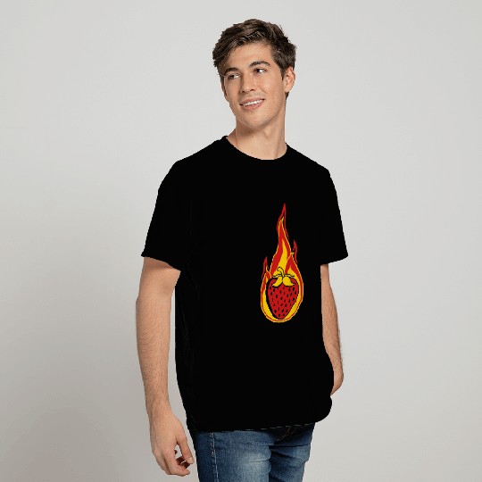 fire flame burning hot hot strawberry fruity delic T Shirts