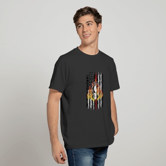 Fire extinguisher Flames American Flag Thin Red T-shirt