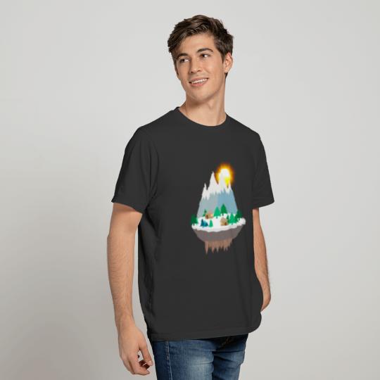 Mountain landscape motif T-shirt
