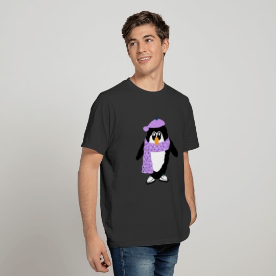 Stylish Skating Penguin (purple) T-shirt