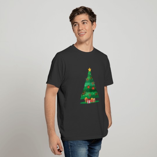 Christmas Tree With Gift Boxes On The Foot Cartoon T-shirt
