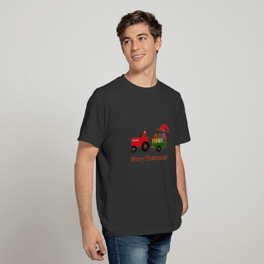 Christmas Tractor with Santa T-shirt