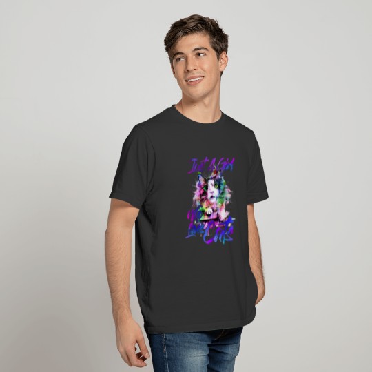 Just A Girl Who Loves Cats watercolor T-shirt