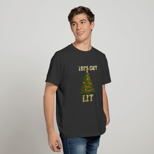 Lets Get Lit Funny Christmas Drinking T-shirt