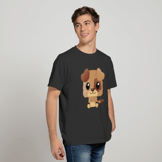 Cute Brown Puppy Cartoon T-shirt
