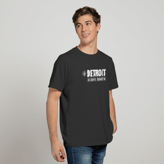 Detroit City Coordinates Souvenir USA Travel Shirt T-shirt