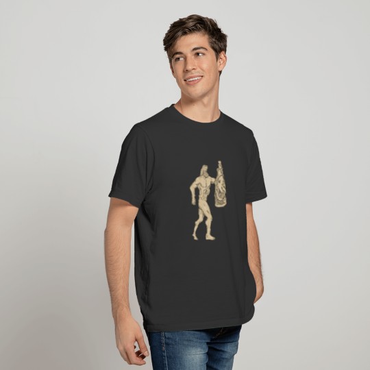 Hercules With Bottled Up Angry Octopus Drawing T-shirt