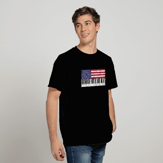 American Flag Piano design T Shirts