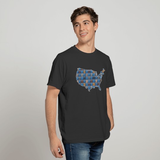 USA Map Denim T-shirt